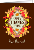 For Step Parents Thanksgiving Wishes With Fall Berries and Leaves card