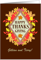 Custom name Thanksgiving Wishes With Fall Berries and Leaves card