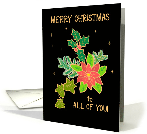 Merry Christmas to All of You With Poinsettia and Holly card (1883656)