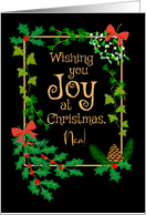 For Nan Christmas Joy with Holly and Mistletoe card