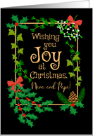 For Nana and Papa Christmas Joy with Holly and Mistletoe card