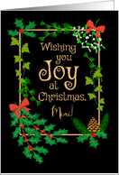 For Mimi Christmas Joy with Holly and Mistletoe card