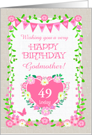 Custom Age For Godmother With Bunting and Pink Flowers card