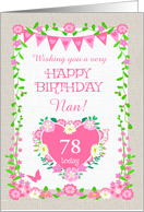 Custom Age For Nan With Bunting and Pink Flowers card