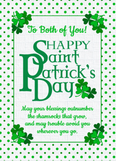 St Patrick's Day Blessings to Both of You with Shamrocks and Polkas