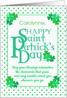 Custom Name St Patrick’s Day Blessings with Shamrocks and Polkas card