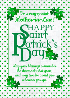 For Mother in Law St Patrick's Day Blessings With Shamrocks and Polkas