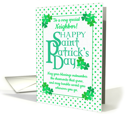For Neighbor St Patrick's Day Blessings With Shamrocks and Polkas card
