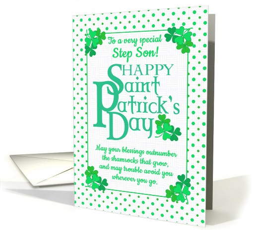 For Stepson St Patrick's Day Blessings With Shamrocks and Polkas card