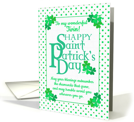 For Twin St Patrick's Day Blessings With Shamrocks and Polkas card