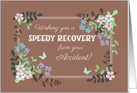 Get Well from Accident Floral Border on Mocha Background card