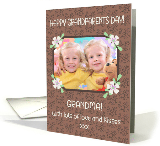 For Grandma Grandparents Day Wishes Photo Upload Mocha Pattern card