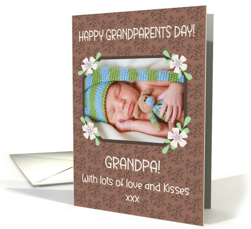 For Grandpa Grandparents Day Wishes Photo Upload Mocha Pattern card