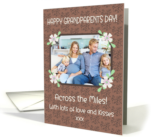 Grandparents Day Across the Miles Photo Upload Mocha Pattern card