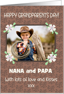 Custom Relation Grandparents Day Photo Upload Mocha Pattern card