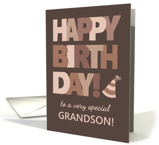 For Grandson Birthday in Trending Mocha Brown Lettering card (1902218)