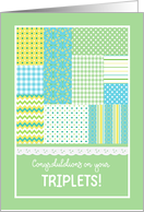 New Triplets Congratulations with Faux Patchwork and Lace Design card