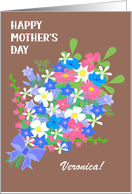 Custom Name on Mother’s Day with Floral Bouquet on Mocha card