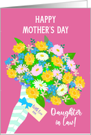 For Daughter in Law on Mother’s Day Bouquet of Flowers on Pink card