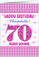 Custom Name Pretty Pink Floral 70th Birthday card