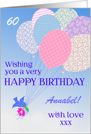 Pretty Custom Name and Age Birthday Wishes Balloons Bird Flower card