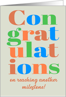 Congratulations on Reaching a Milestone with Brightly Coloured Lettering