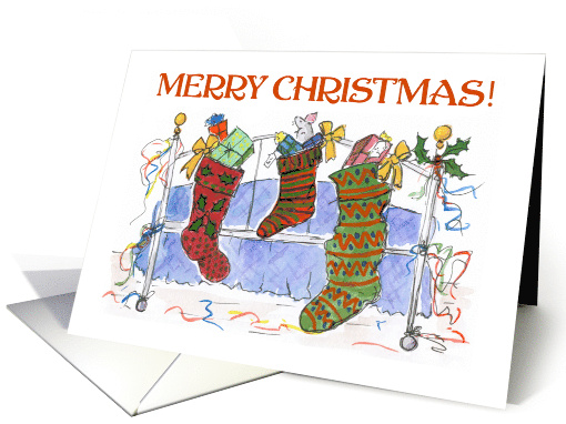 Christmas Stockings Full of Gifts and a Mouse card (533933)