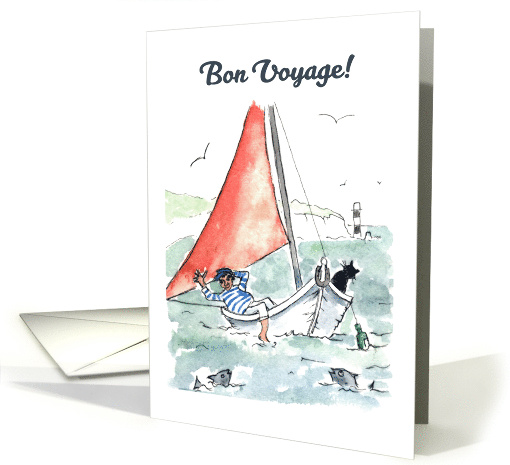 Bon Voyage Greetings with Whimsical Sailing Boat and... (535146)