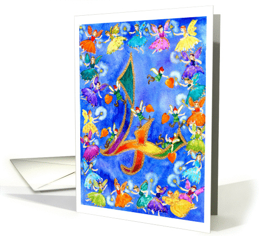 4th Birthday Card: Rainbow Fairies and Elves card (535507)