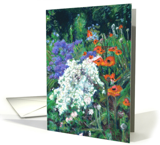 Pretty Floral Painting of June Garden with Poppies Blank card (535563)