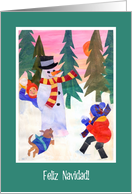 Christmas Greeting in Spanish with Snowman Blank Inside card