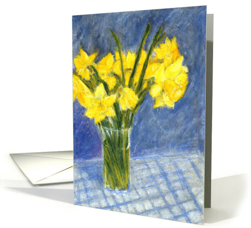 Birthday Greetings with Golden Yellow Daffodils Painting card (536919)