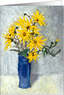 Birthday Golden Sunflowers Fine Art Oil Pastel Painting card