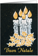 Christmas Candles and Holly, Italian Greeting card