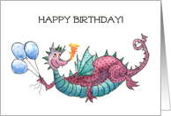 Birthday with Fun Dragon and Balloons card