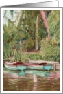 Two Blue Boats on the Lake card