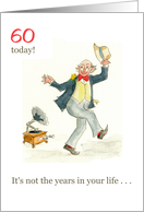 60th Birthday with Man Dancing to Old-fashioned Gramophone card