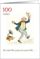100th Birthday with Man Dancing to Old-fashioned Gramophone card