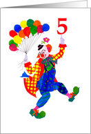 5th Birthday with Jolly Clown Dancing with Balloons card