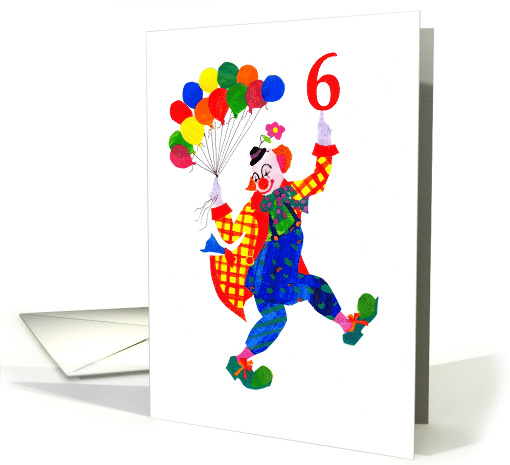 6th Birthday with Jolly Clown Dancing with Balloons card (602436)