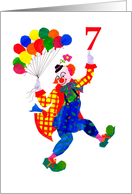7th Birthday with Jolly Clown Dancing with Balloons card