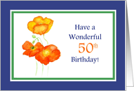 50th Birthday Orange Icelandic Poppies Blank Inside card