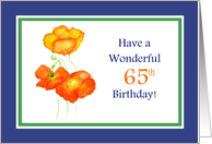 65th Birthday Orange Icelandic Poppies Blank Inside card