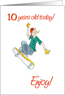 10th Birthday for Teens and Tweens with Boy Skateboarding card