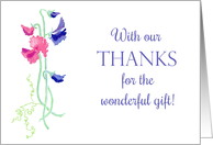 Thanks for Gift with Sweet Peas Blank Inside card