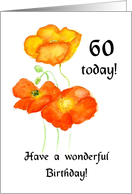 60th Birthday Orange Icelandic Poppies Blank Inside card