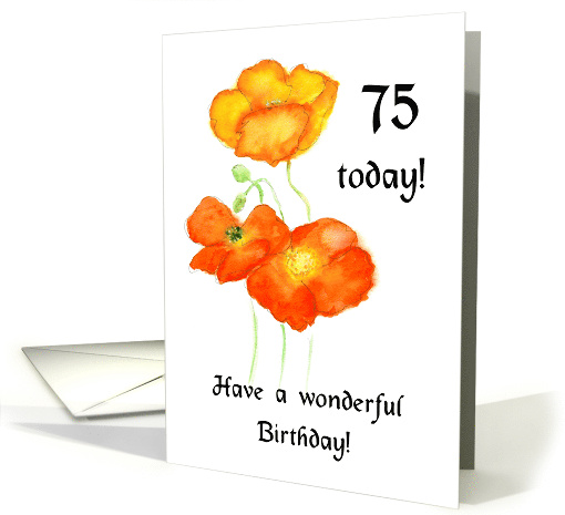 75th Birthday Orange Icelandic Poppies Blank Inside card (612738)