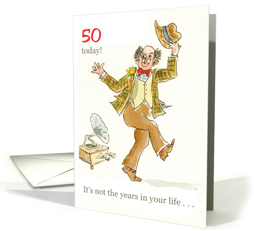 50th Birthday with Man Dancing to Vintage Gramophone card (612746)
