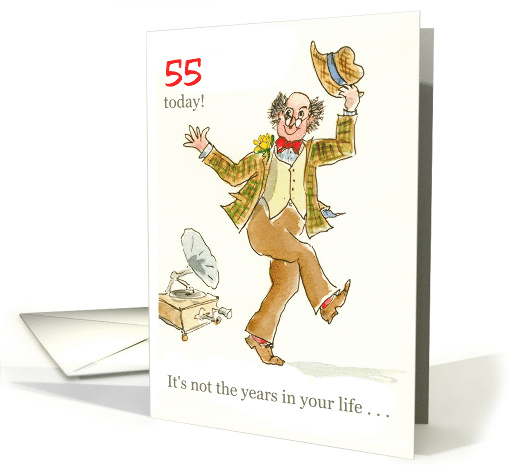 55th Birthday with Man Dancing to Vintage Gramophone card (612747)