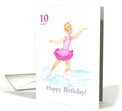 10th Birthday Greetings with Young Girl Ice Skating card (617507)